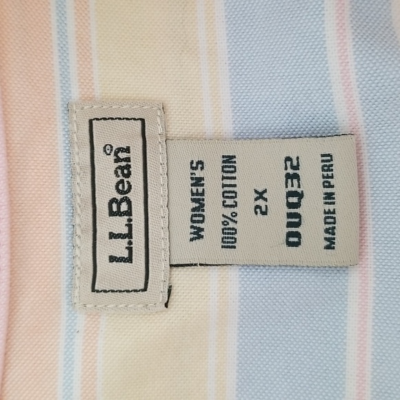 L.L. Bean Plus Size Pastel Stripe Oxford Buttondown Shirt 2X - Picture 7 of 16